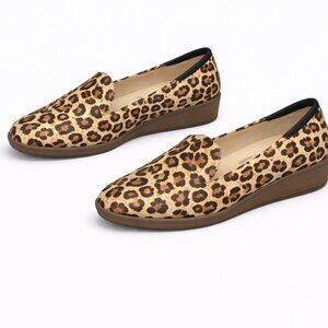 DR. SCHOLL’S Kewl Slip-On Cow Hair Leather Wedge Loafers Shoes Size 6.5M